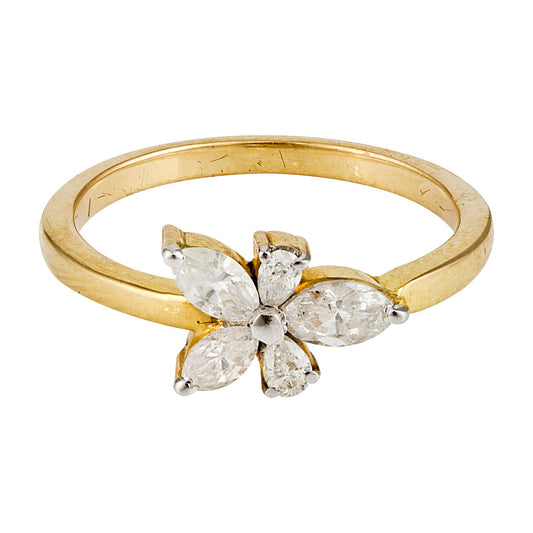 Yellow Gold Diamond Ring setting with Five Marquise  18k TDW: 0.4ct I2 H