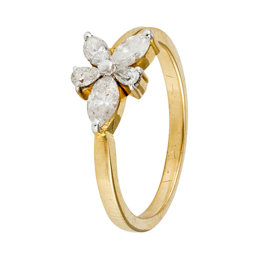 Yellow Gold Diamond Ring setting with Five Marquise  18k TDW: 0.4ct I2 H