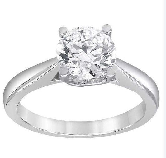 GIS Certified Diamond in White Gold Solitaire Engagement Ring. 14k, 3.4gr, 2.01ct, I1, With Laser Print, Certificate Included.
