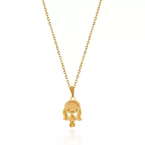 Yellow Gold Baby Girl pendent, colorful Enamel, 18k, 1.04gr, Chain is not Included.