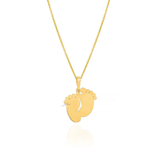 Yellow Gold Kids Necklace with Baby Feet Charm. 18k 0.91gr