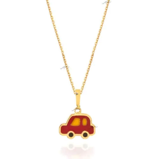 Yellow Gold Car Pendent with Red Enamel, 18k, 0.57gr