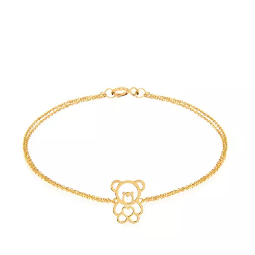Yellow Gold Kid's bracelet with teddy bear, 18k, 1.6gr