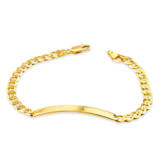 Yellow Gold Kids ID Bracelet with Curb Chain, 18k, 3.1gr. 6inch