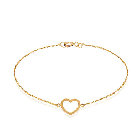 Yellow Gold Bracelet setting with one Heart 18k with Extension chain, 1.44gr