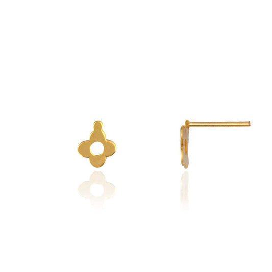Yellow Gold Flower Stud Earrings, 18k, 1.43gr