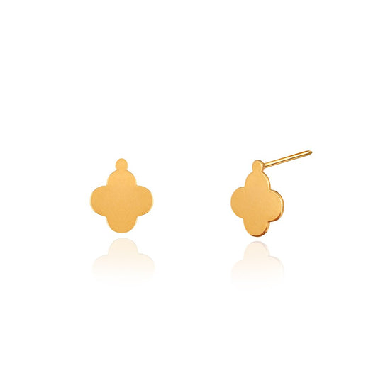 18K Yellow Gold Clover Stud Earring