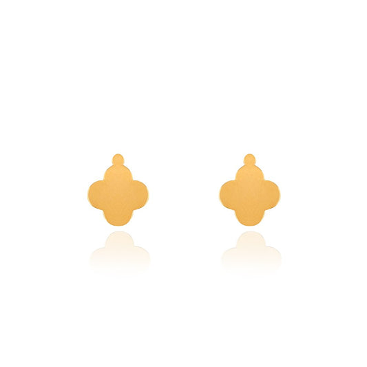 Yellow Gold Clover Stud Earring, 18k, 1.42gr