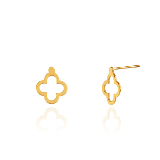 Yellow Gold Clover stud Earring, 18k, 1.21gr
