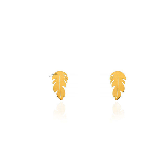 Yellow Gold Feather Earring 18k 1.41gr
