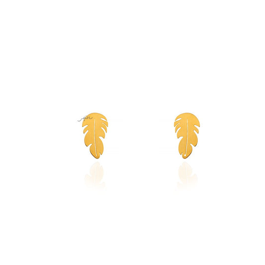 Yellow Gold Feather Earring 18k 1.41gr