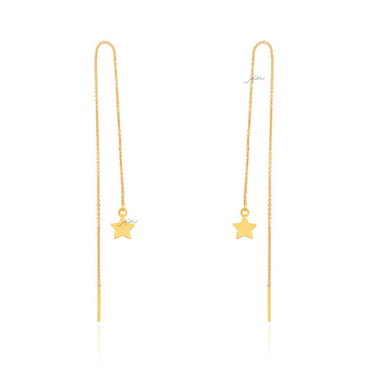 Yellow Gold Long Stich Earring, 18k, 1.2gr