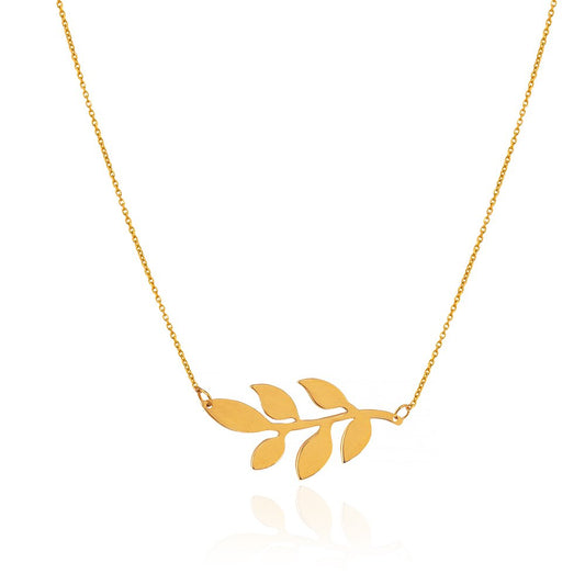 Yellow Gold Olive Branch Necklace. 18k, 3.25gr