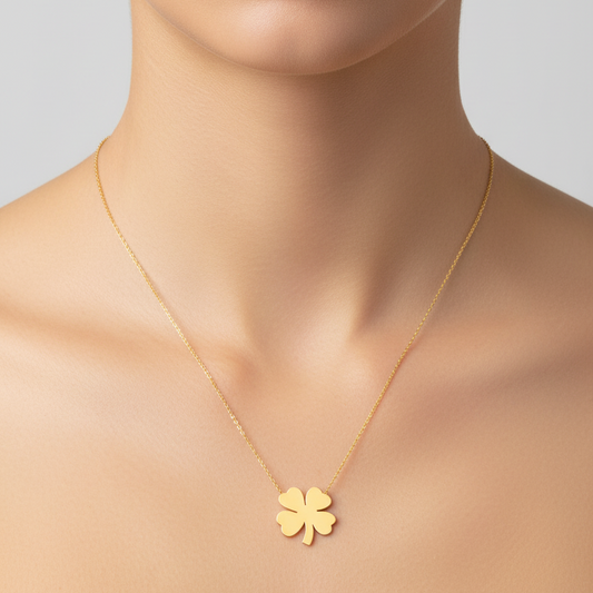 18K Yellow Gold Clover Necklace
