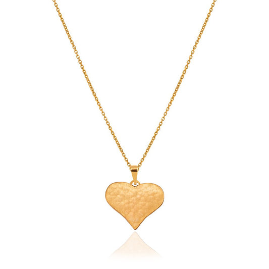 Yellow Gold Heart Pendent, Matt finish, 18k, 1.63gr