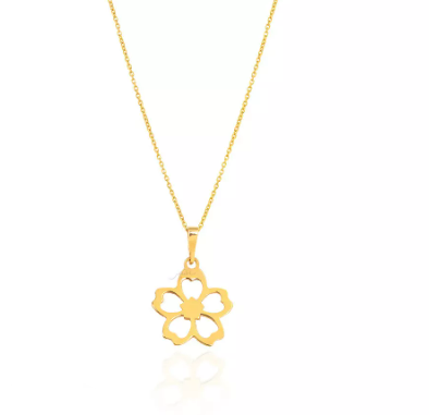 Yellow Gold Flower Pendent and Chain, 18k, 2.6gr