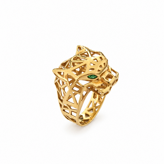 18k Yellow Gold Panther Head Ring