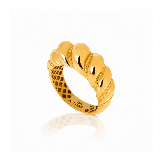 18K Yellow Gold Croissant Shape Ring