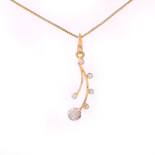 Yellow Gold two branches setting with 12 Round diamonds TDW:0.2ct VSGH 18k 1.77gr