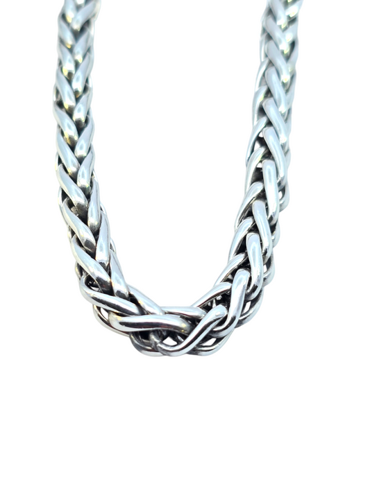 Solid Men's Sterling Silver 6.2mm Wheat Chain Necklace. 925, 103.6gr, 24", 6.3mm