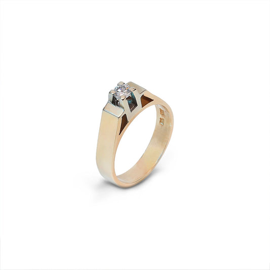 Yellow Gold Solitaire Natural Diamond Ring 14k TDW: 0.16ct VS F