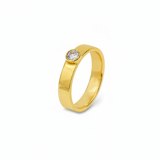 10K Yellow Gold Bezel Setting Diamond Ring