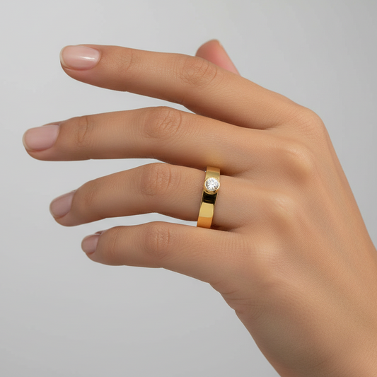 10K Yellow Gold Bezel Setting Diamond Ring