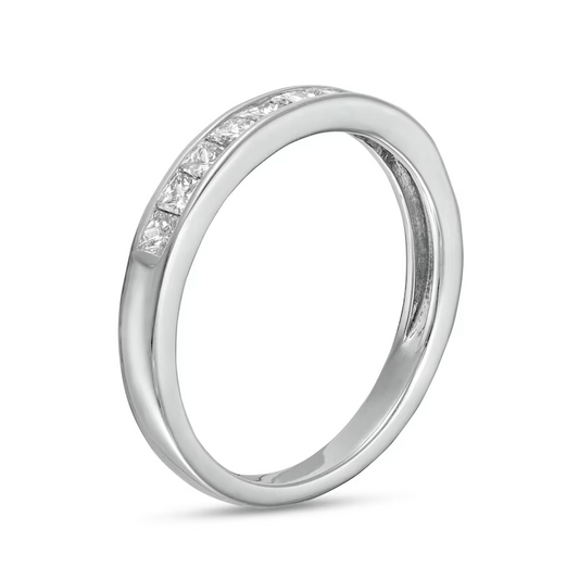 White Gold Diamond Band setting with 10 Princess Cut Diamonds. TDW: 0.3ct SI GH