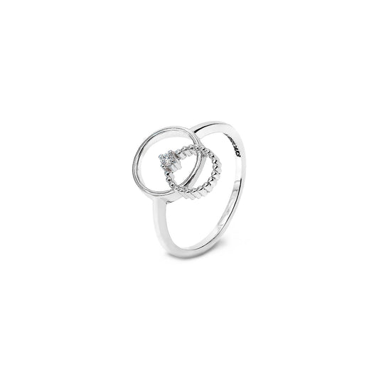 Circle within a Circle style White Gold Diamond Ring14kTDW:0.03ct2.18gr