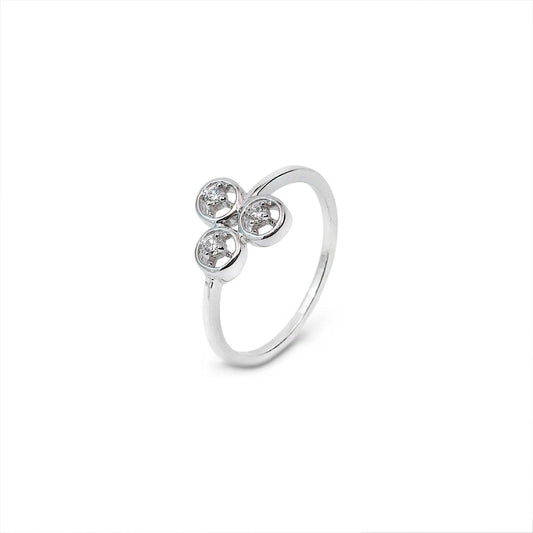 Three Circle Design White Gold Diamond Ring 14k, TDW: 0.08ct
