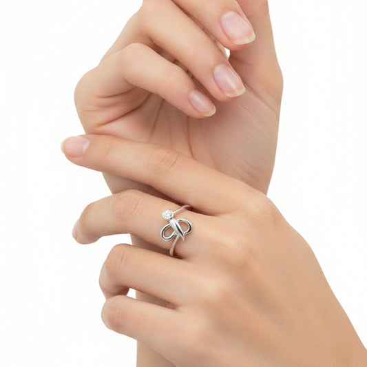 14K Butterfly White Gold Diamond Ring