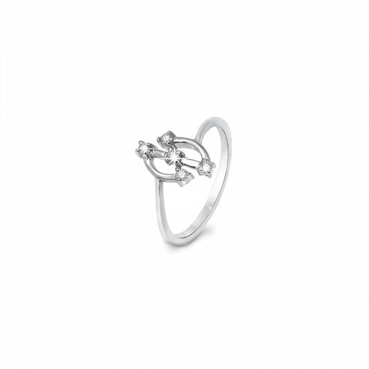 14K White Gold 5-Diamond Modern Ring