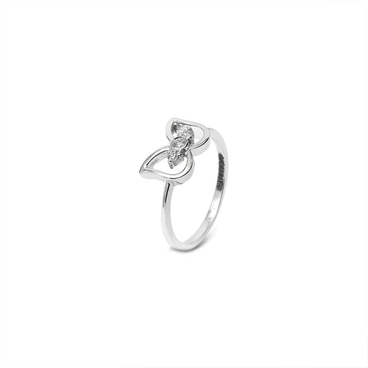 Bow Tie Design White Gold Diamond Ring 14k TDW:0.07ct 1.97gr