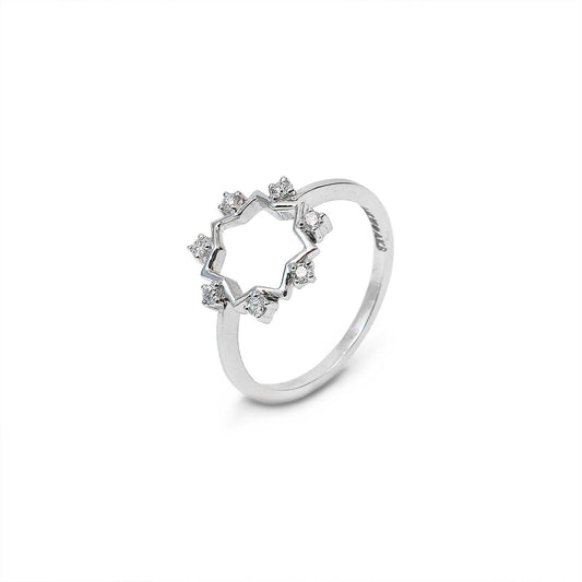 heptagonal Design White Gold Diamond Ring 14kTDW:0.14ct2.18gr