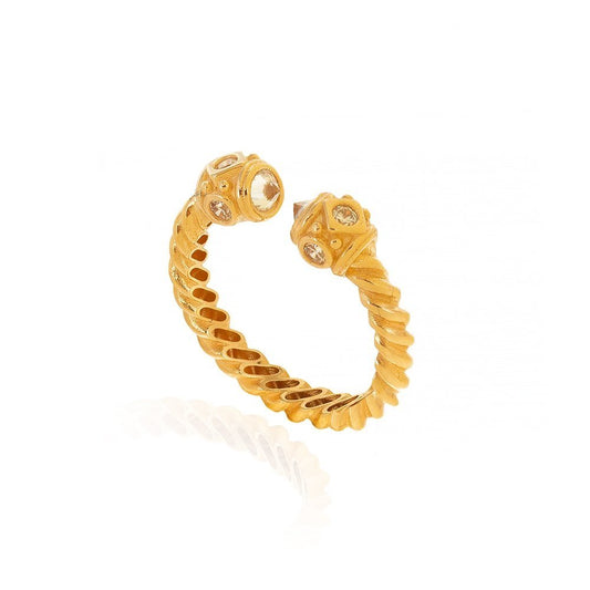 Yellow Gold Open Ring with CZ on Both Sides. 18k  2.99gr