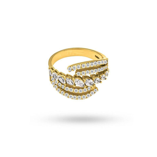 14K Yellow Gold Leaf Style Ring setting with Cubic Zirconia