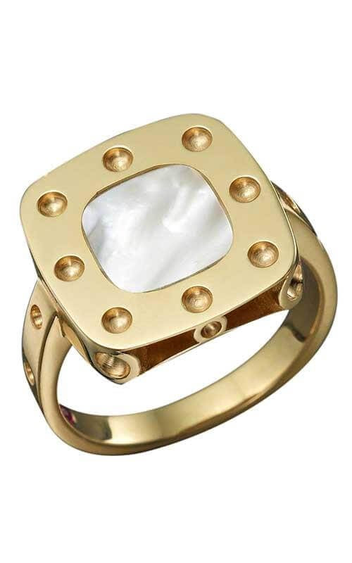 Yellow Gold Ring Square on top setting with Mother of Pearl. Roberto Coin .18k , 5.7gr
