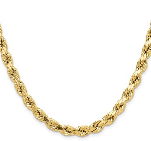 Yellow Gold Solid Rope Chain. 14k, 17.7gr, 24", 2.9mm