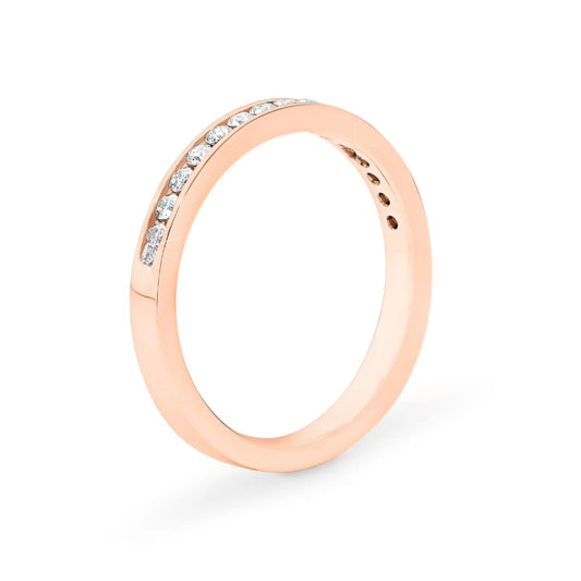 Rose Gold Channel Setting 10 Stones Diamond Band. 14k, TDW: 0.25ct, VS-SI, GH