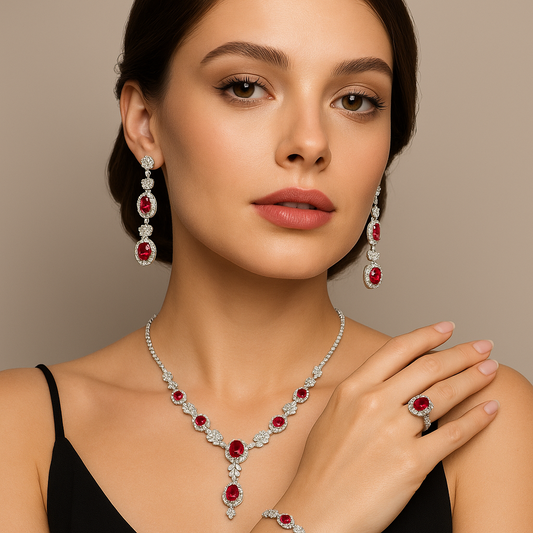 Classic White Gold Padparadscha Ruby and Diamond Necklace. 18k, R: 2.75ct, TDW: 1.85ct