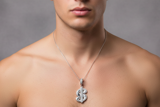 Gold Plated 925 Sterling Silver CZ Small Dollar Sign Hip Hop Pendant