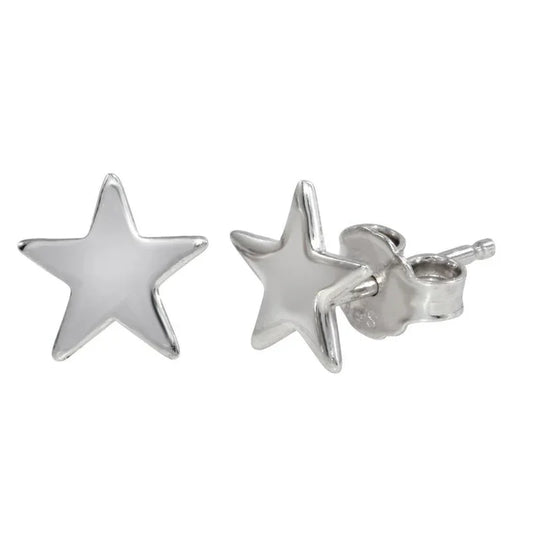 925 Sterling Silver  Rhodium Plated Star Stud Earrings
