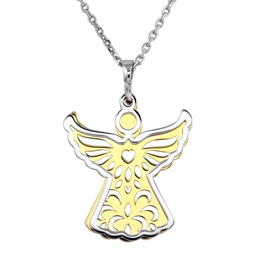 Silver Rhodium Plated and gold Plated Angel Necklace