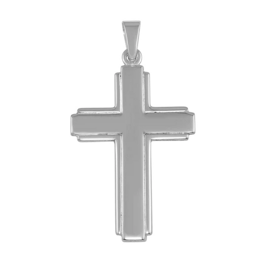 Silver High Polished Large Flat Cross pendent