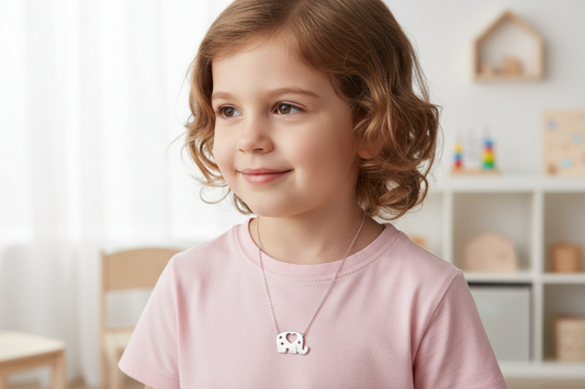 Rhodium Plated 925 Sterling Silver Elephant Heat Star Necklace