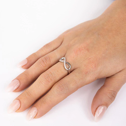 Silver 925 Rhodium Plated Clear CZ Infinity Ring