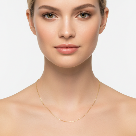 18K Yellow Gold Curb Chain 16"