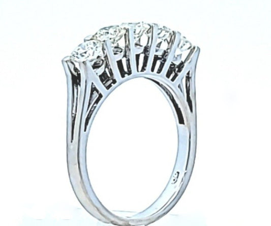 White Gold 5 Stone Round Cut Diamond Anniversary Ring. 18k  TDW: 1.5ct VS2-SI1 FG 4.2gr