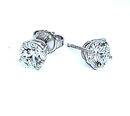 Certified IGI White Gold Lab Grown Diamond Stud Earrings. 14K  TDW: 2.15ct VS1-2  DE