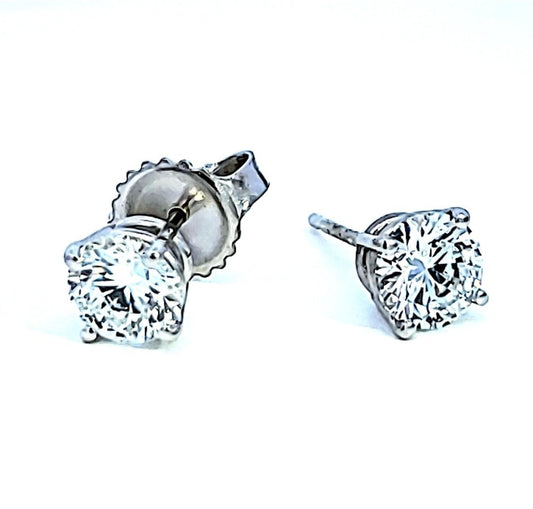 White Gold Lab Grown Diamond Stud Earrings with Screw Post.White Gold Lab Grown Diamond Stud Earrings. 14K  TDW: 1.14ct VS1-2  DE